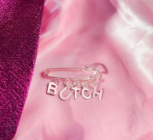 BUTCH letter charm word kilt pin brooch Leftbians