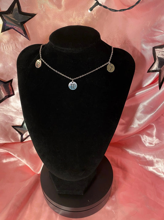 Zodiac star sign charm big three necklace Leftbians