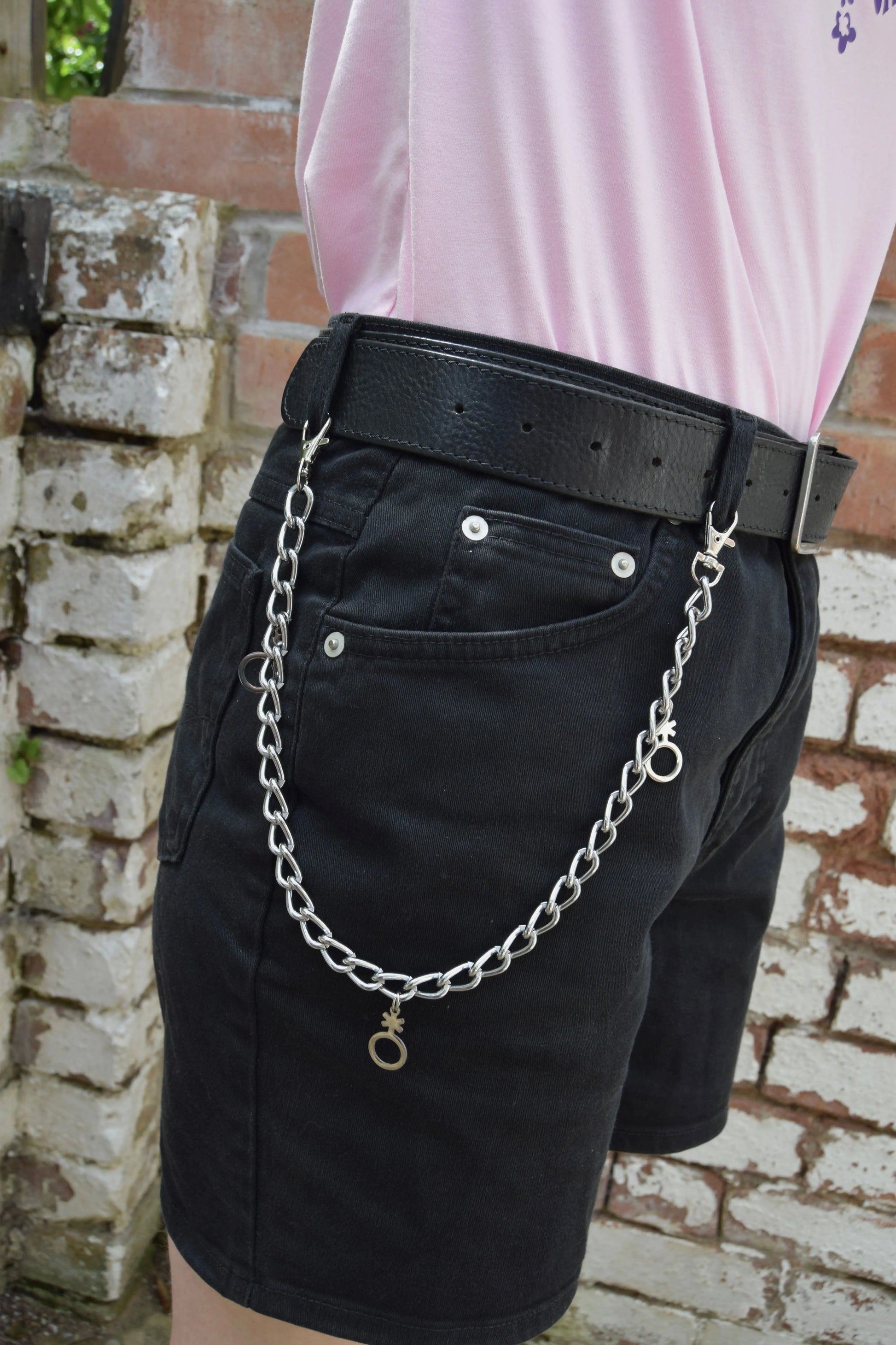 Jean chain with multiple Non binary symbol charms Leftbians