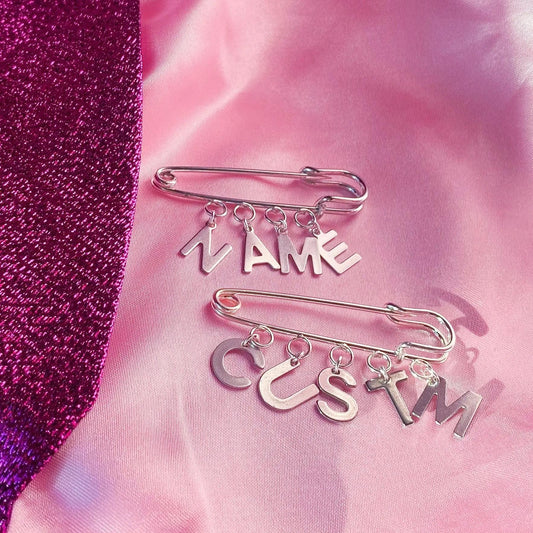 Name / word customisable letter charm word kilt pin brooch Leftbians