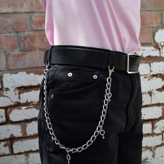 Jean chain with multiple mars symbol charms Leftbians