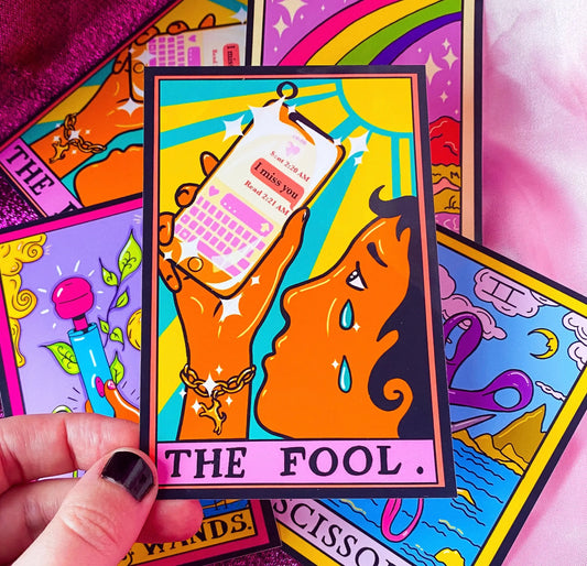 The Fool tarot card sticker Leftbians