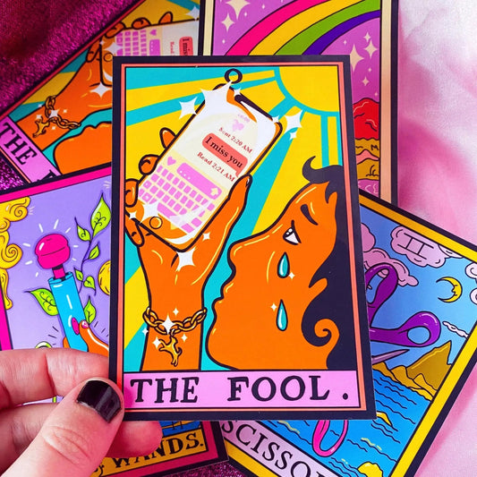 The Fool tarot card sticker Leftbians