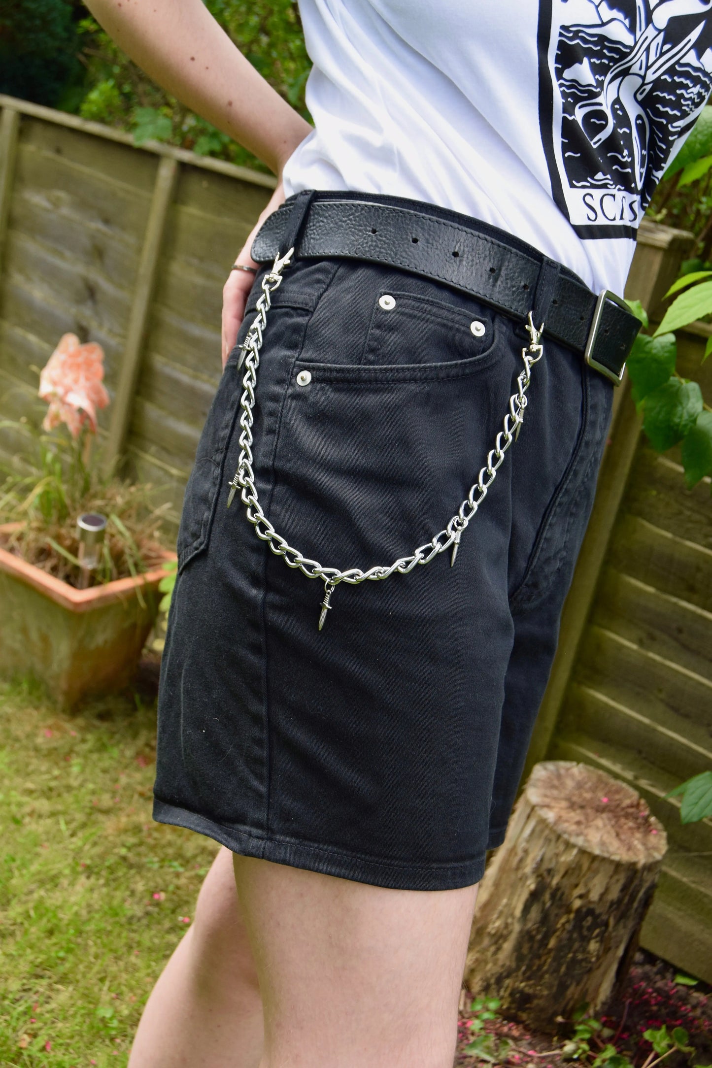 Jean chain with multiple dagger sword charms Leftbians