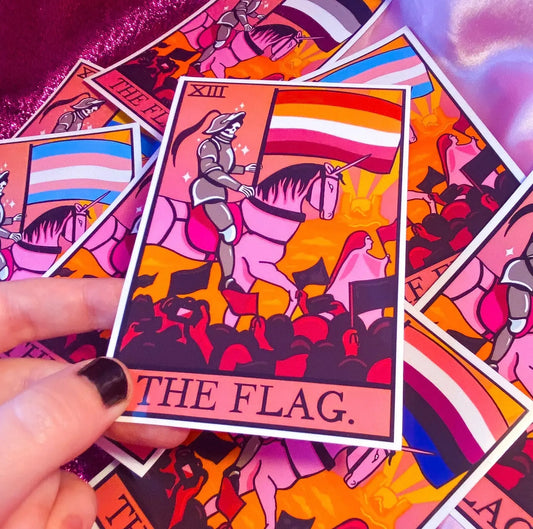 Lesbian flag tarot card sticker. Leftbians