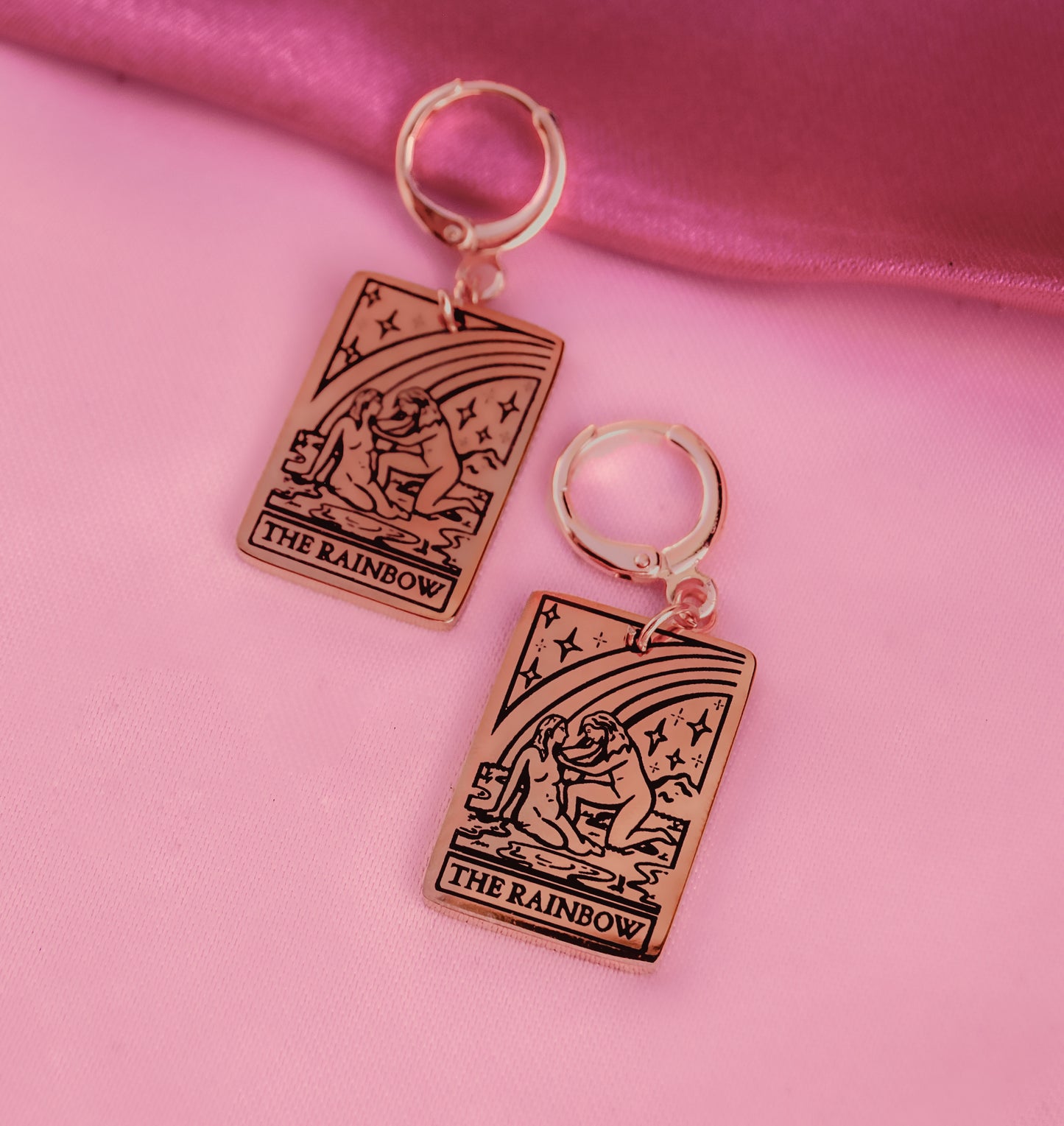 The Rainbow Tarot Card Rose Gold Earrings