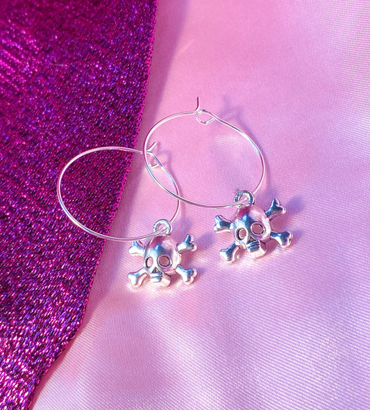 Skull hoop earrings, halloween earrings Leftbians