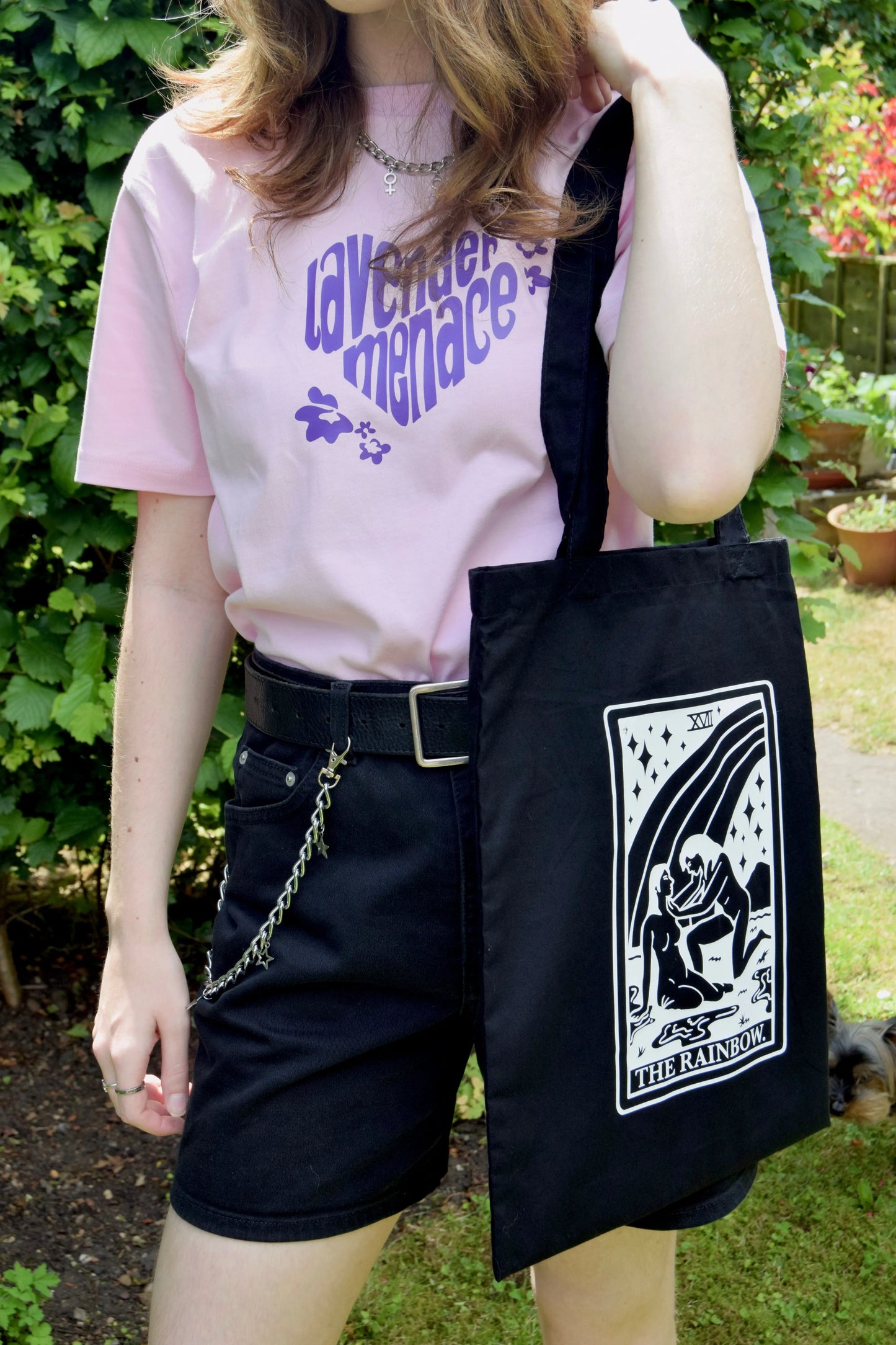 'The Rainbow' tarot card Tote bag in Black Leftbians
