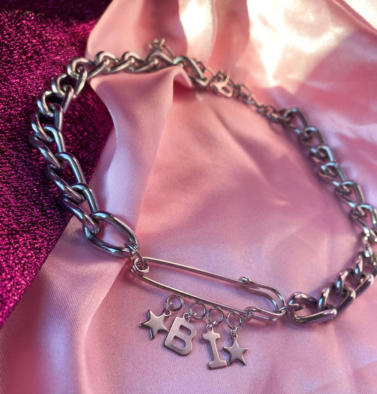 BI kilt pin chunky chain choker necklace Leftbians