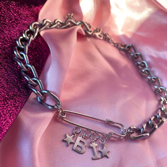 BI kilt pin chunky chain choker necklace Leftbians