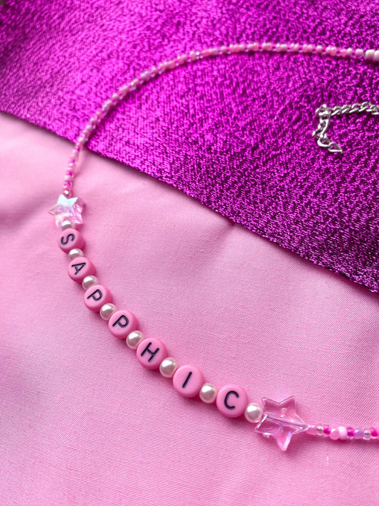 Pink SAPPHIC beaded necklace Leftbians