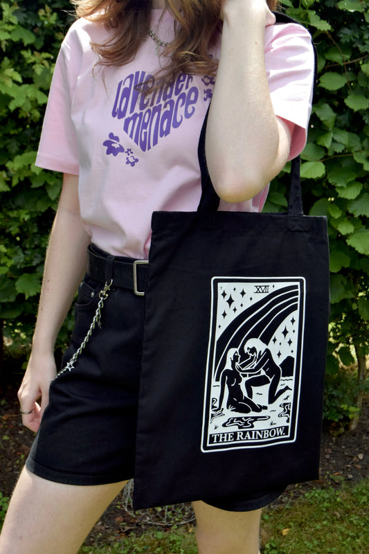 'The Rainbow' tarot card Tote bag in Black Leftbians