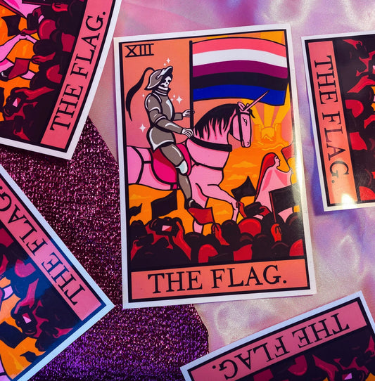 Genderfluid pride flag tarot card sticker Leftbians