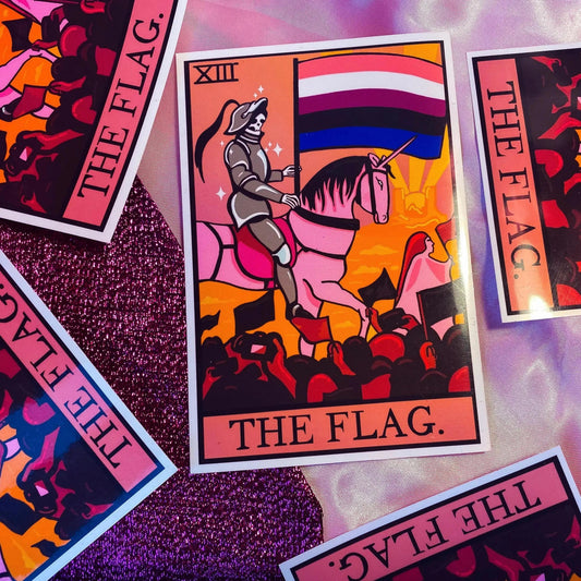 Genderfluid pride flag tarot card sticker Leftbians