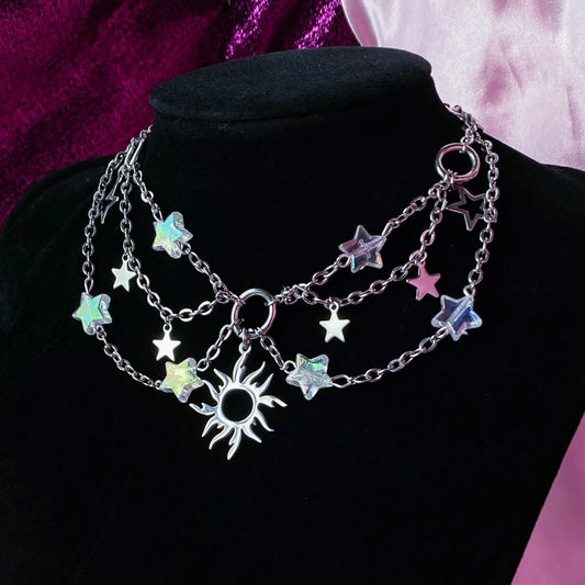 Sun and star celestial whimisgoth handmade necklace Leftbians