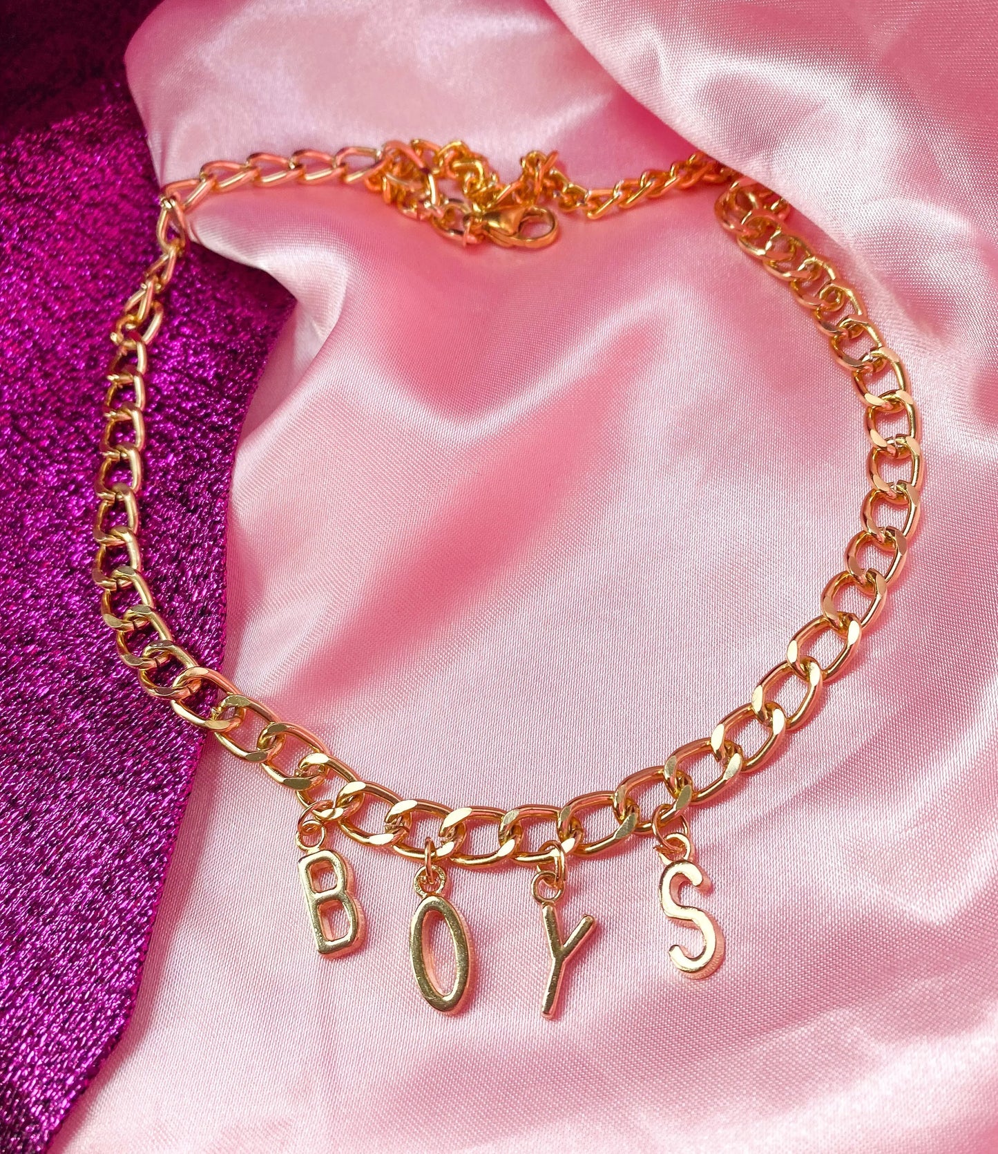 Chunky BOYS gold colour letter charm necklace Leftbians