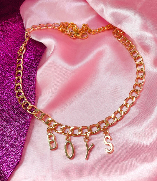 Chunky BOYS gold colour letter charm necklace Leftbians