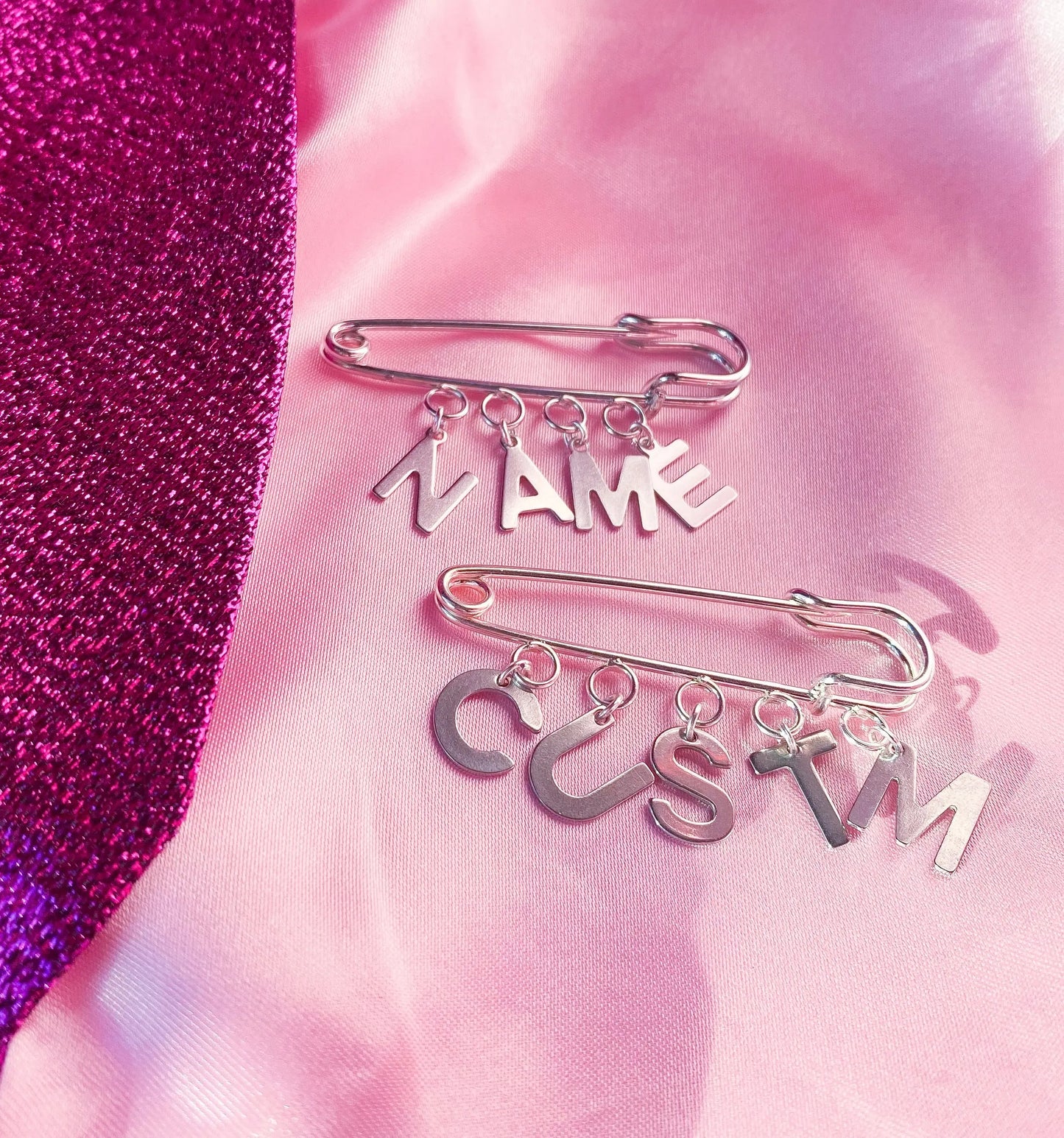 Name / word customisable letter charm word kilt pin brooch Leftbians