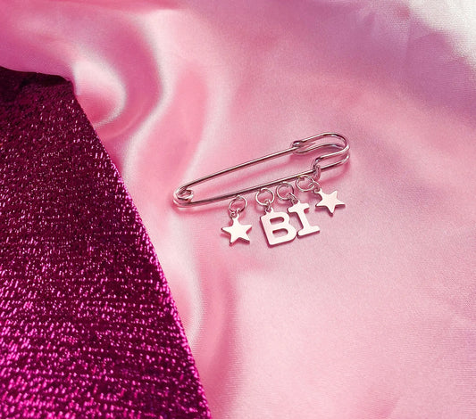 BI letter charm word kilt pin brooch Leftbians