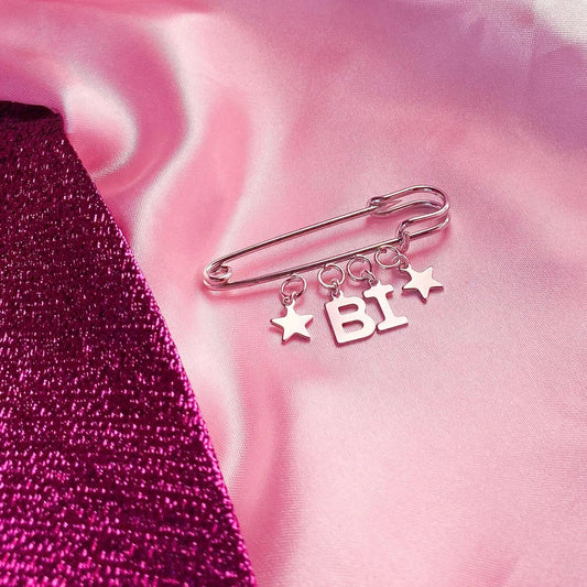 BI letter charm word kilt pin brooch Leftbians