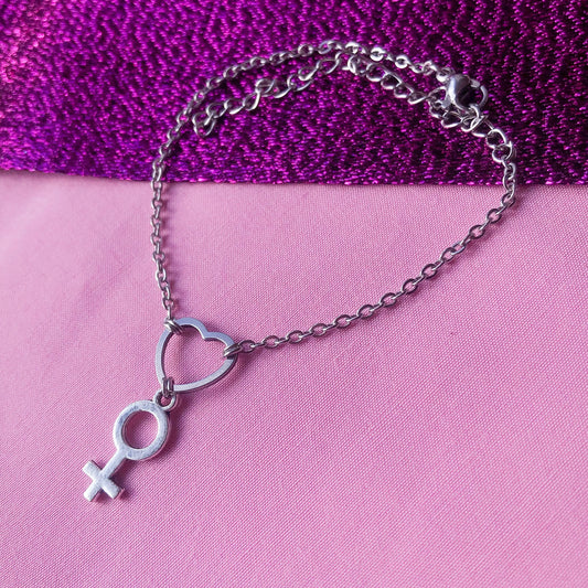 Heart and Venus symbol charm bracelet Leftbians