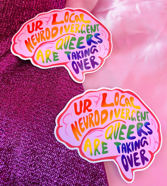 Neurodivergent queer sticker, ADHD and Autism funny original design sticker Leftbians