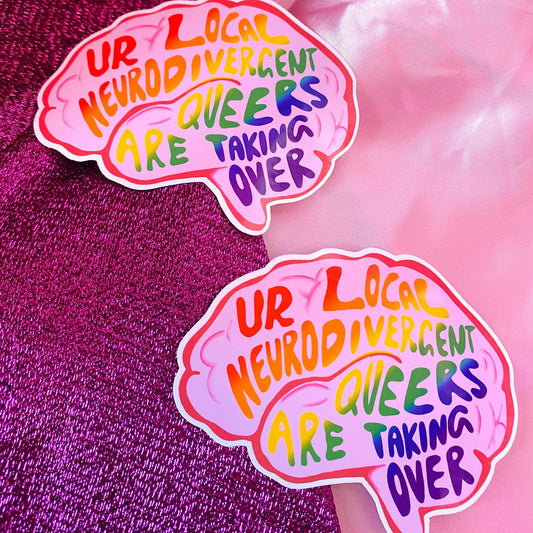 Neurodivergent queer sticker, ADHD and Autism funny original design sticker Leftbians
