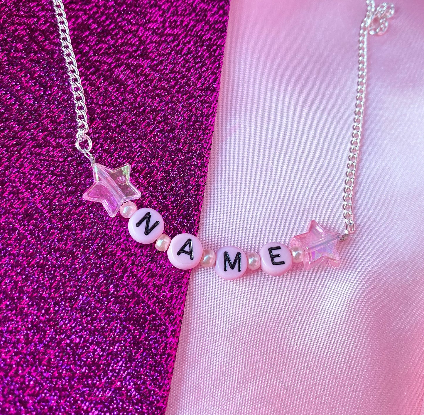 Pink letter bead customisable NAME or WORD necklace