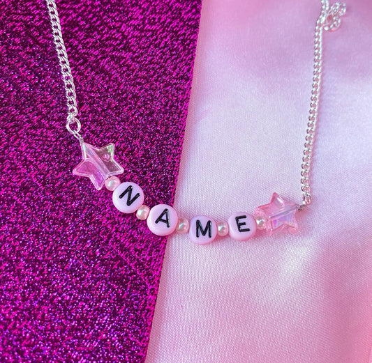 Pink letter bead customisable NAME or WORD necklace Leftbians