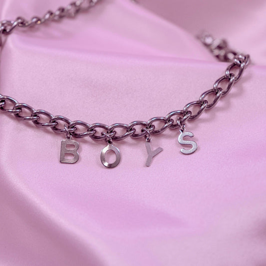 BOYS letter charm chain in stainless steel Leftbians
