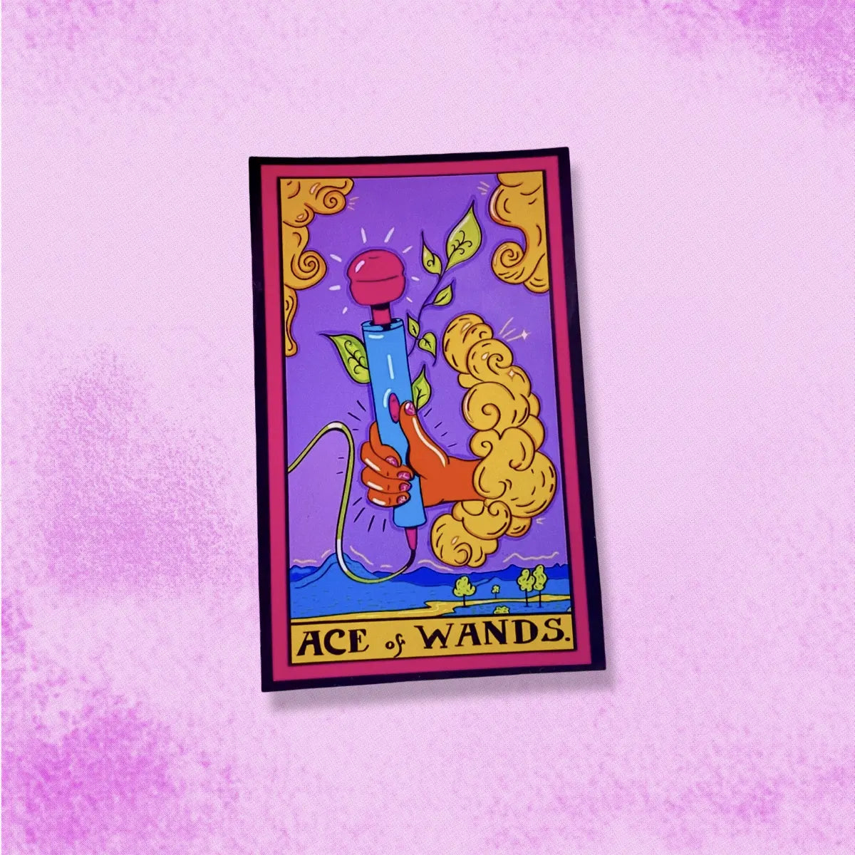 Ace of Wands tarot card sticker. Lesbian, feminist, vibrator, sex Ace of Wands tarot card sticker. Lesbian, feminist, vibrator, sex