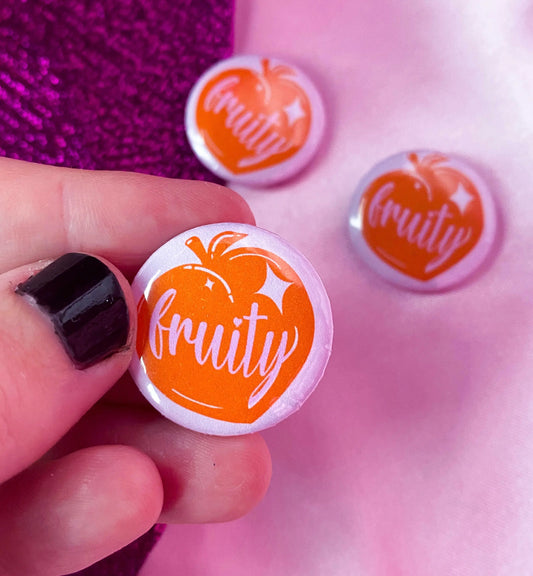 Fruity peach gay pride badge Leftbians