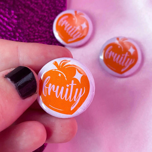 Fruity peach gay pride badge Leftbians