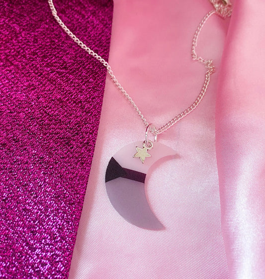 Demisexual pride flag moon necklace Leftbians