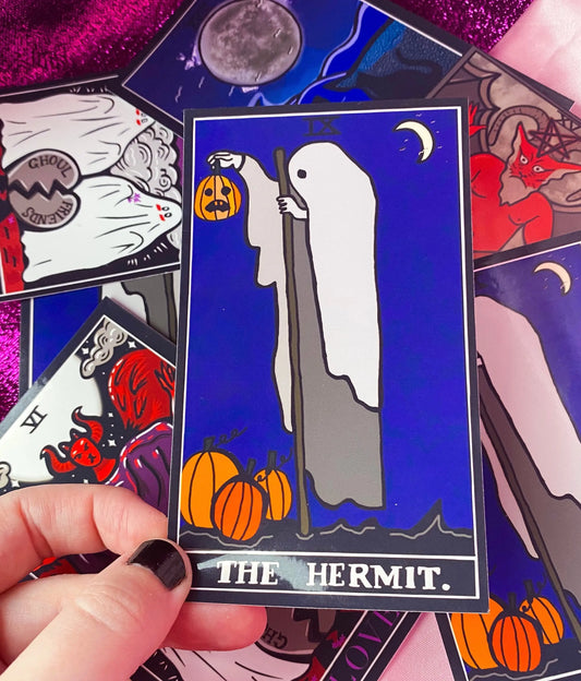 The Hermit tarot card halloween sticker Leftbians