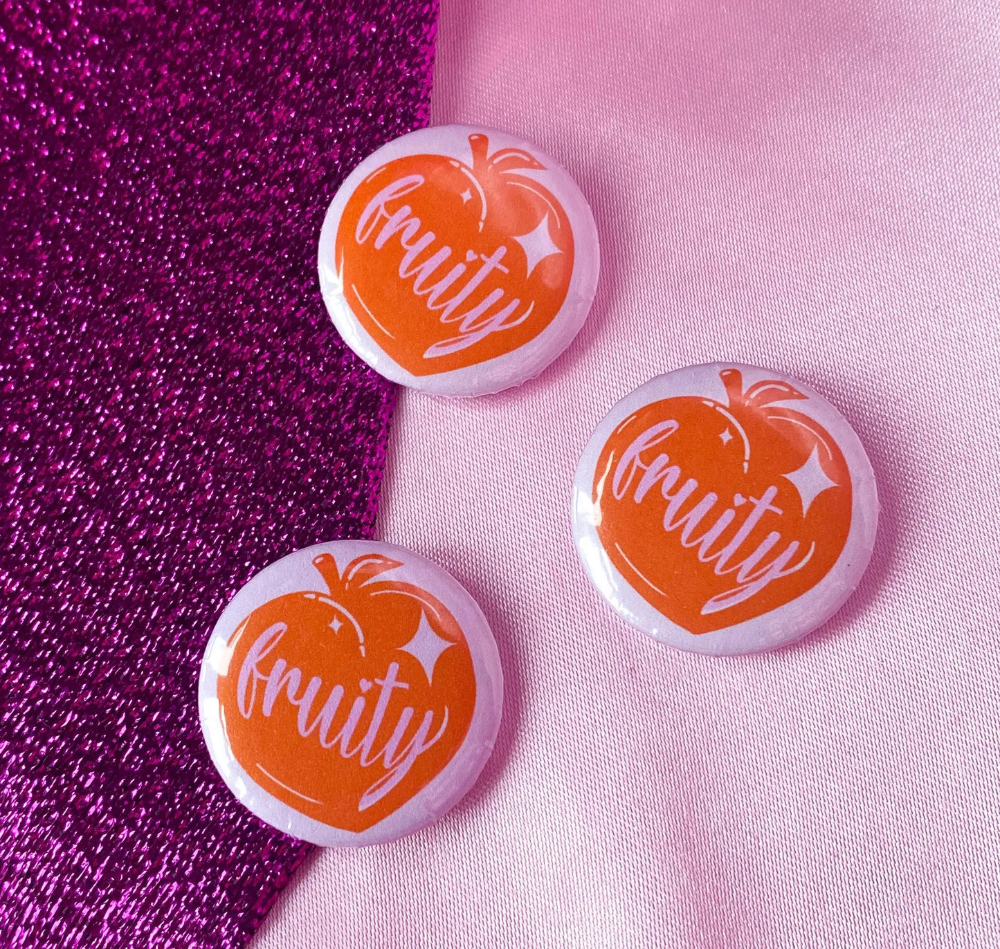 Fruity peach gay pride badge Leftbians