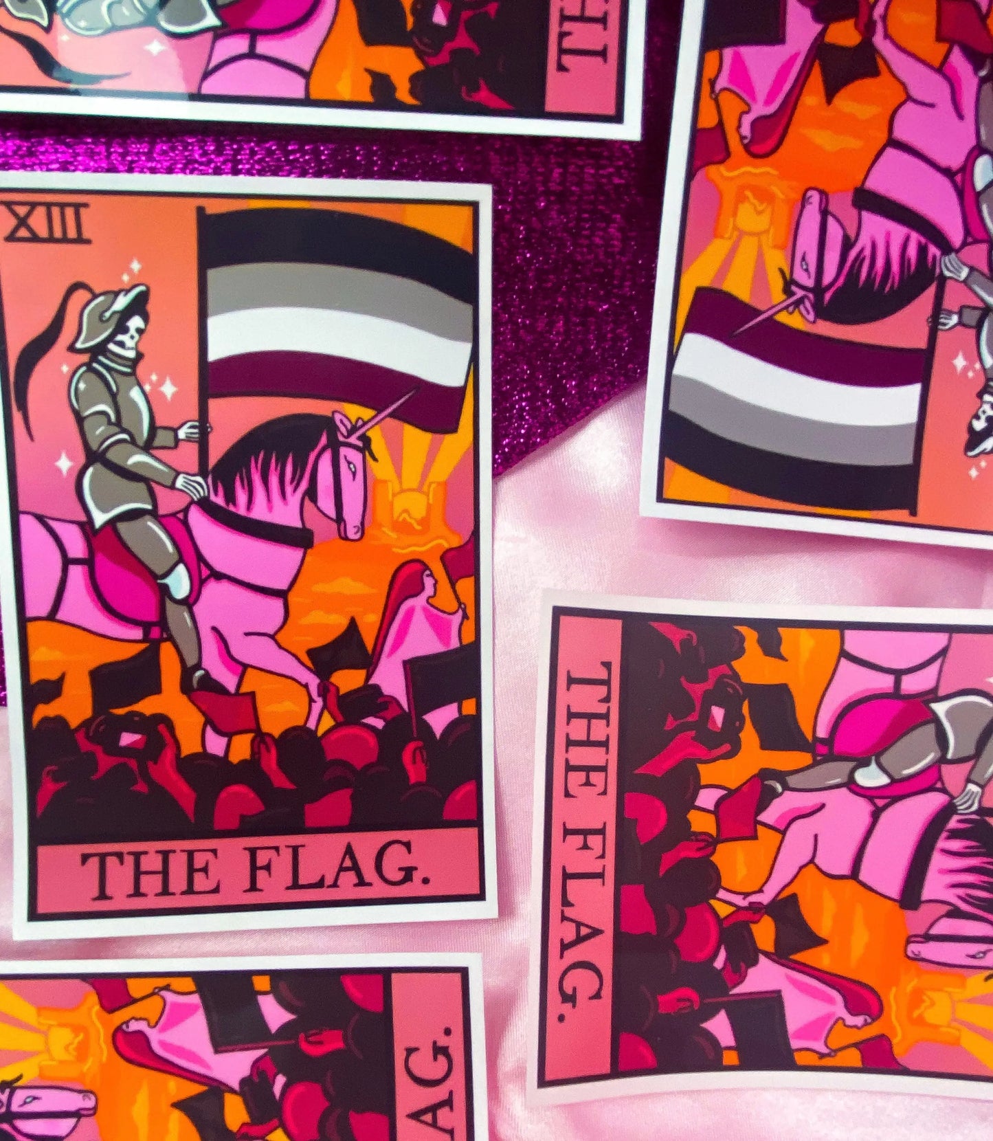 Asexual pride flag tarot card sticker Leftbians