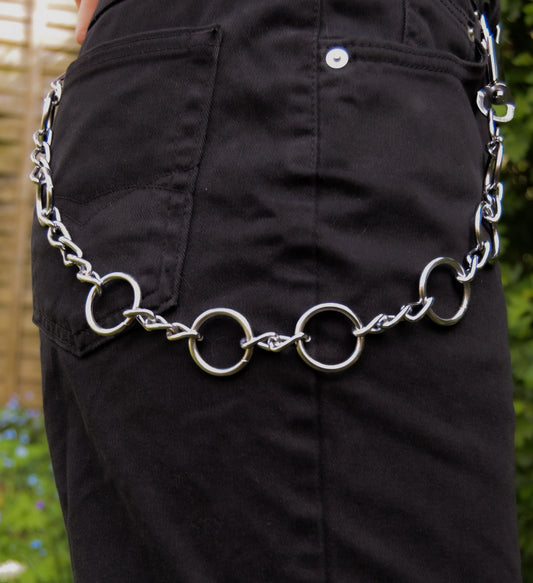 Long Multiple O ring and Chain Jean Chain and Necklace Leftbians