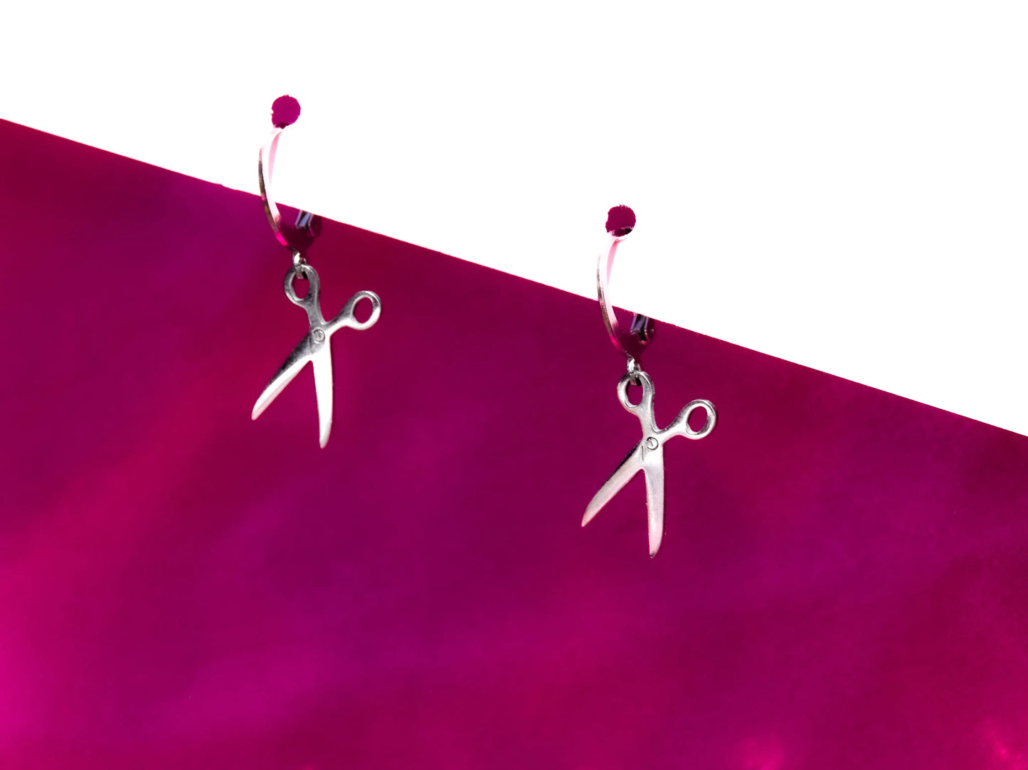 Scissor Huggie Hoops earrings, 201 Stainless Steel Leftbians