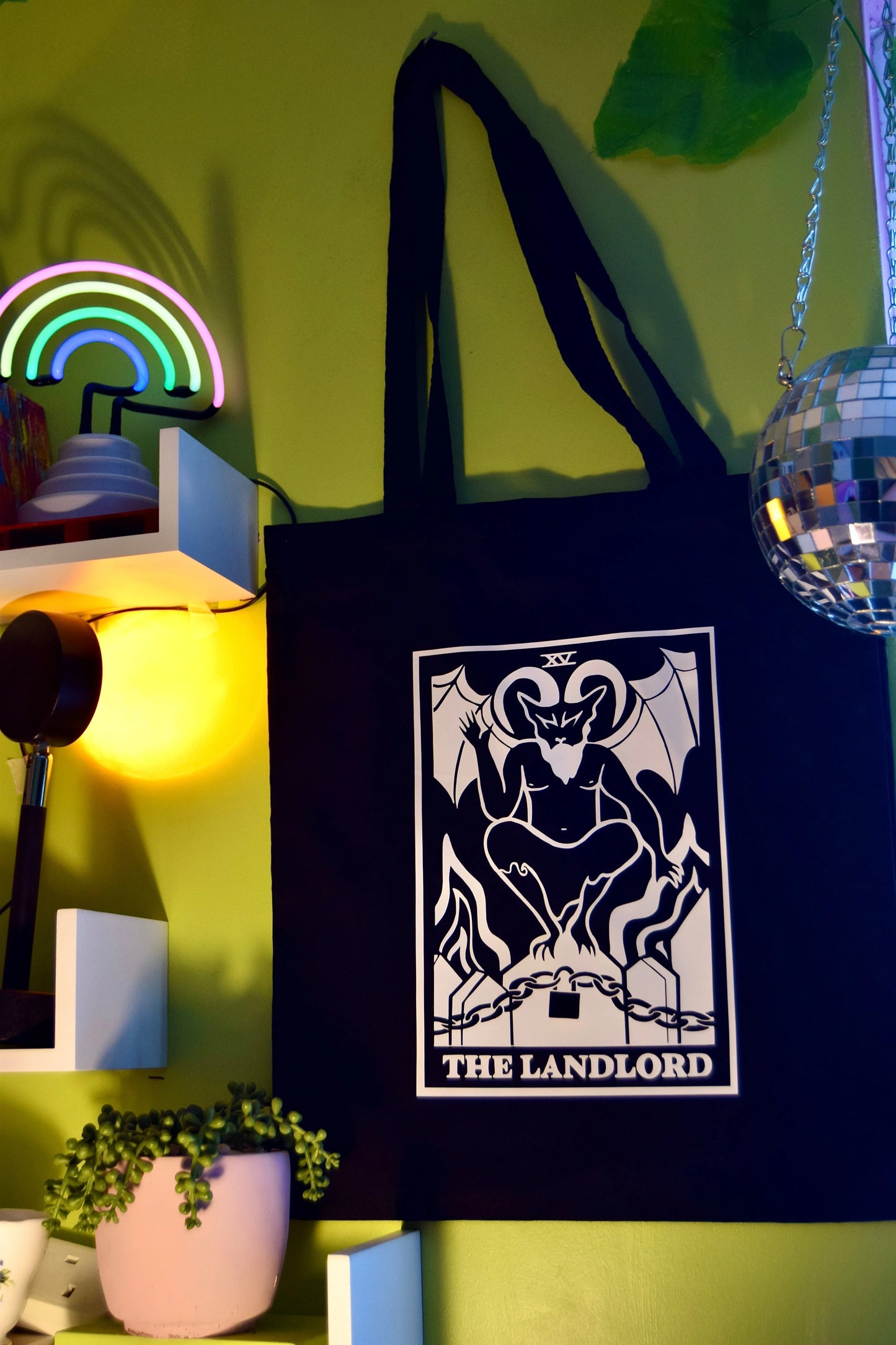 'The Landlord' tarot card Tote bag in Black Leftbians
