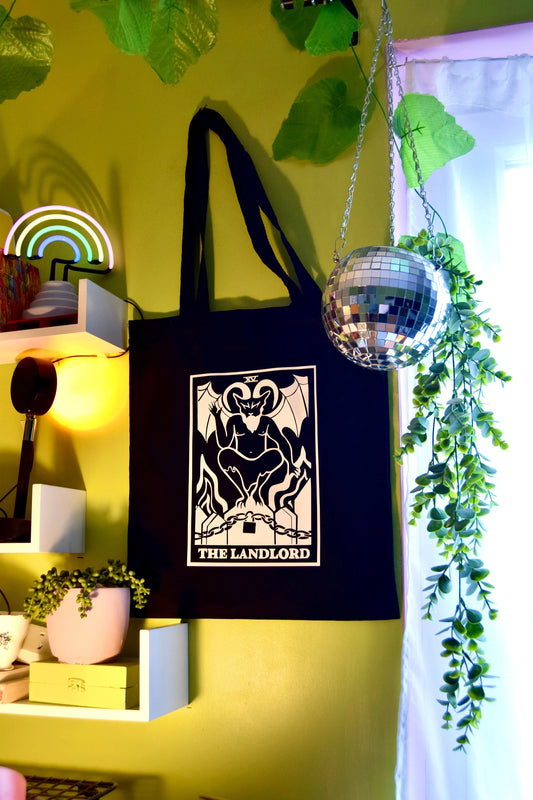 'The Landlord' tarot card Tote bag in Black Leftbians