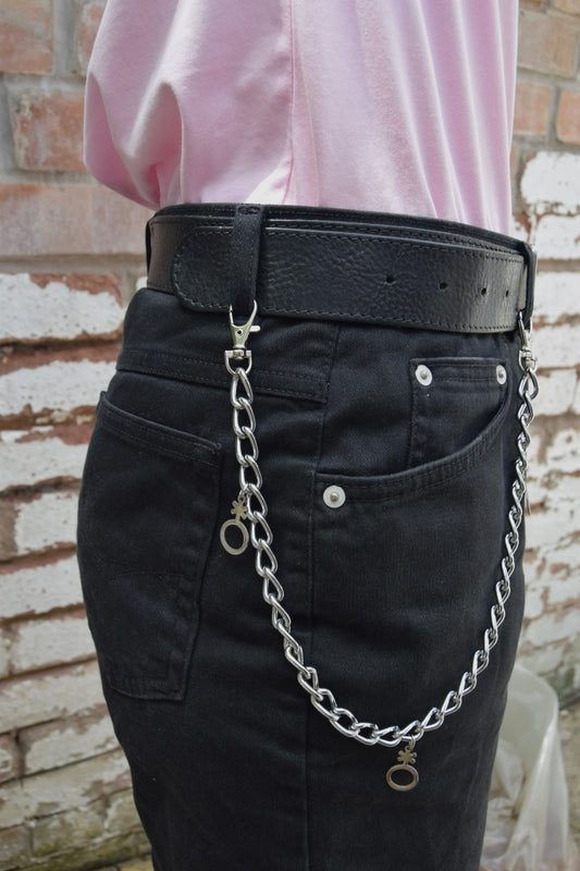 Jean chain with multiple Non binary symbol charms Leftbians
