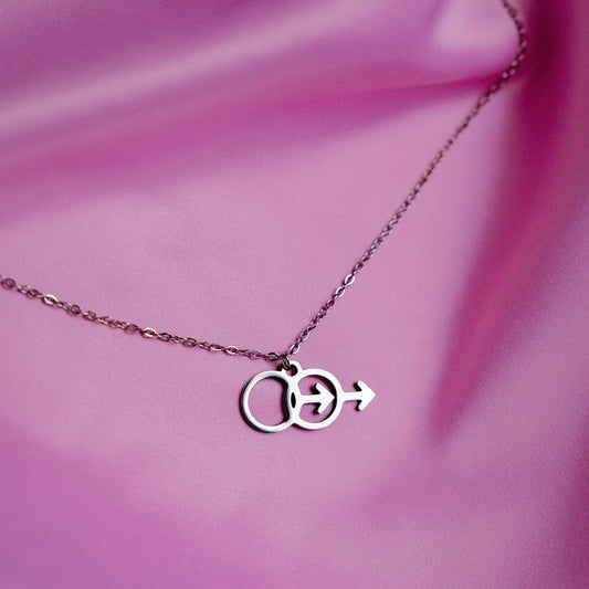 Double Mars symbol stainless steel necklace Leftbians