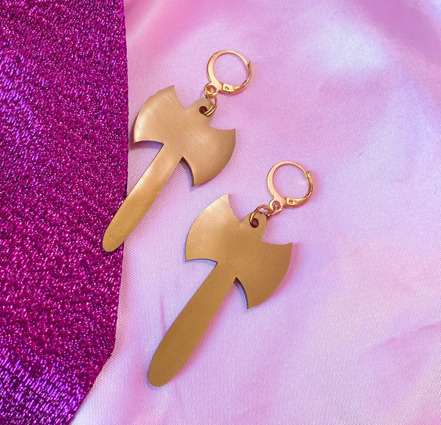 Gold Labrys double axe earrings Leftbians