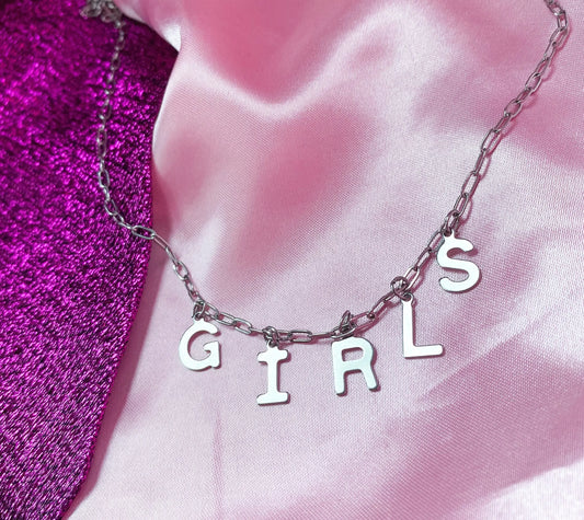 GIRLS lettering necklace, 100% stainless steel Leftbians