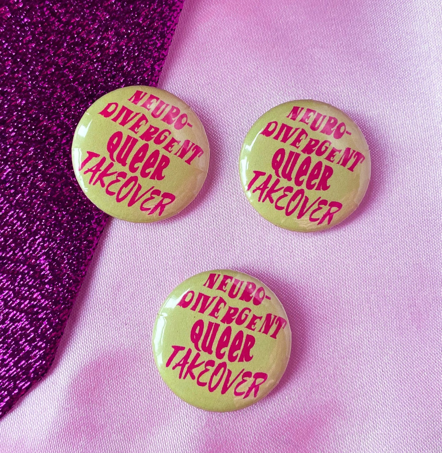 Neurodivergent queer takeover pin badge Leftbians