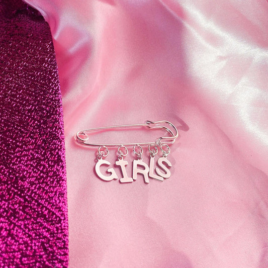 GIRLS letter charm word kilt pin brooch Leftbians