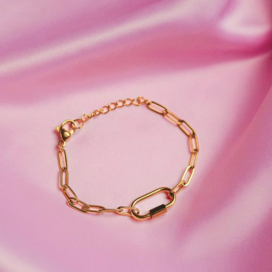 Gold carabiner bracelet in 304 stainless steel Leftbians