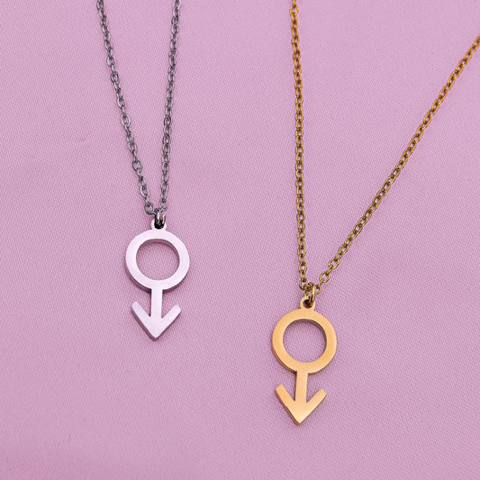 Gold mars symbol necklace in 304 stainless steel Leftbians