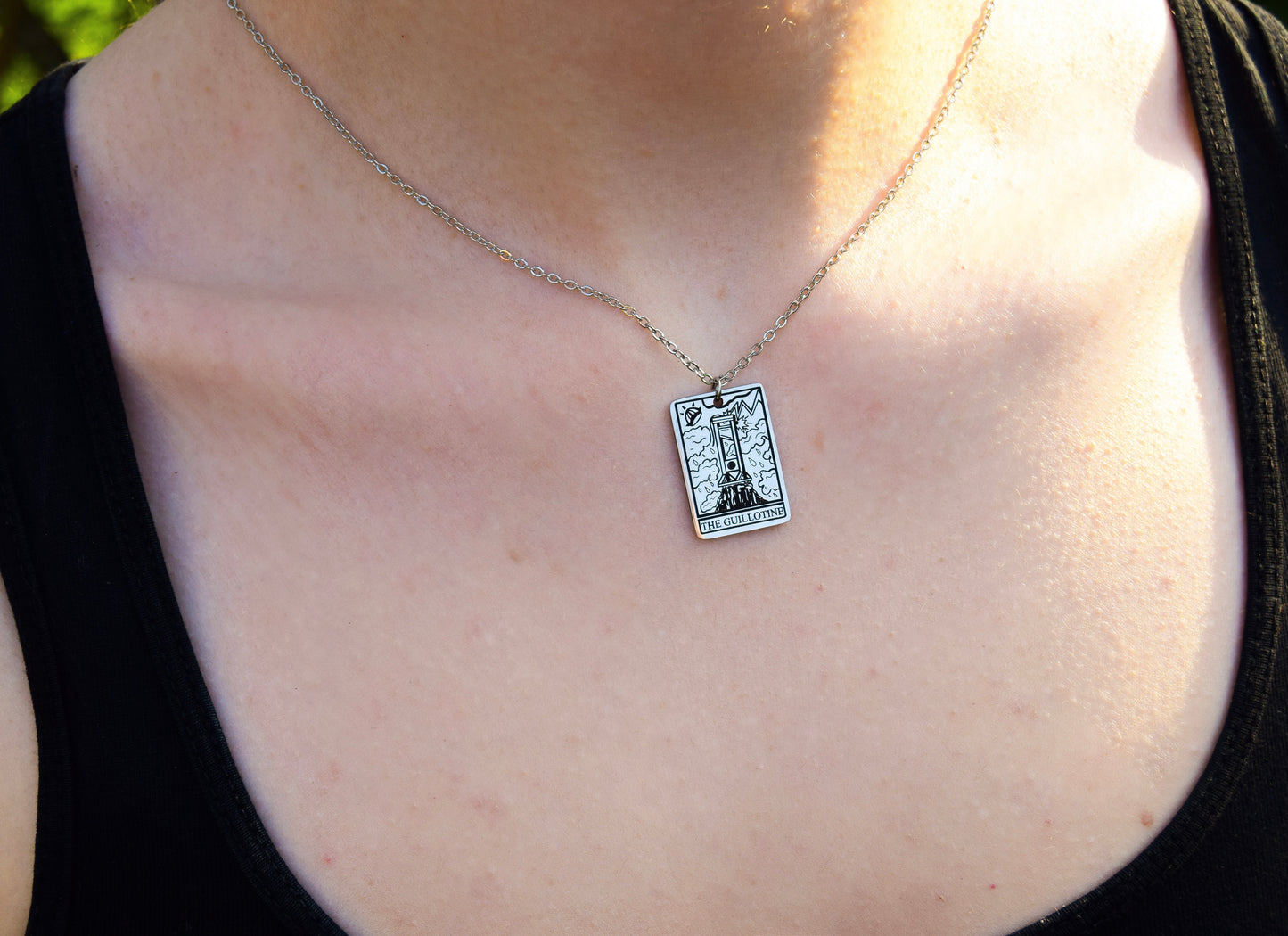 The Guillotine Tarot Card Stainless Steel Necklace